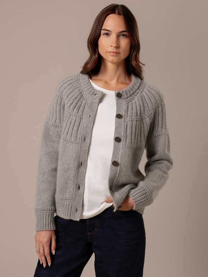 Lofty Textured Yoke Cardigan