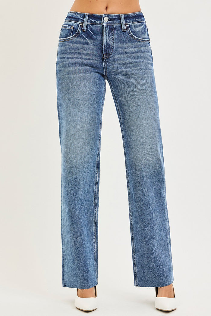 Long Length, Mid Rise 4-Way Stretch Straight Leg