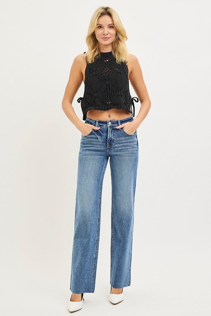 Long Length, Mid Rise 4-Way Stretch Straight Leg