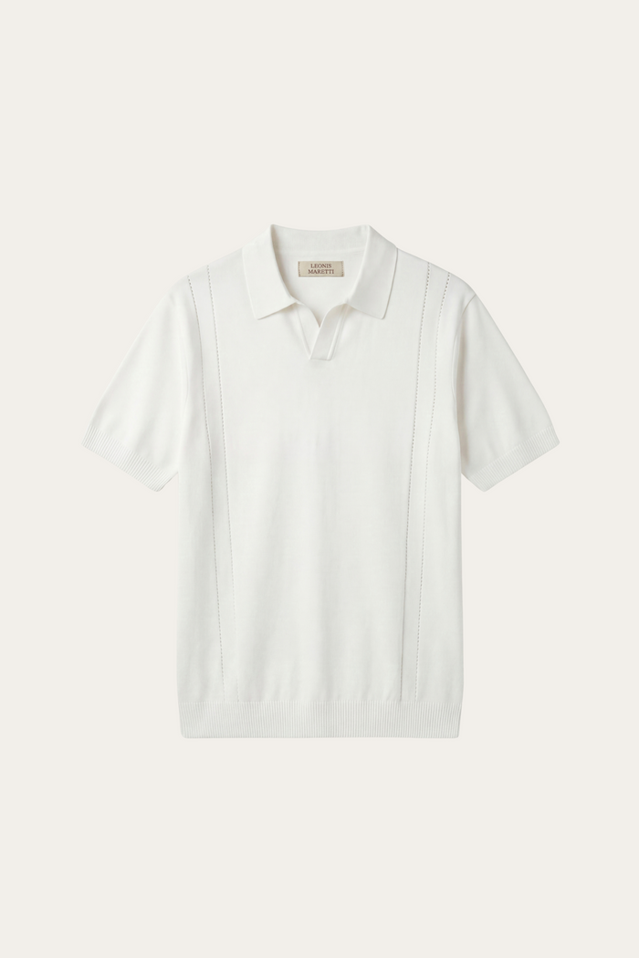 Lucera Structured Knit Polo White