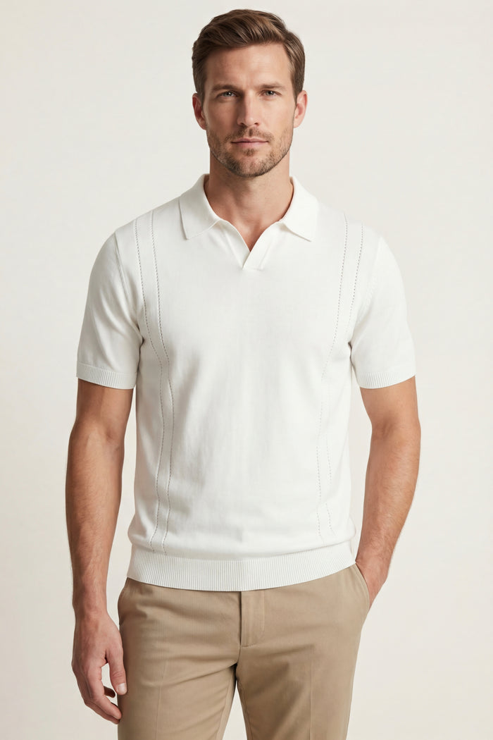 Lucera Structured Knit Polo White