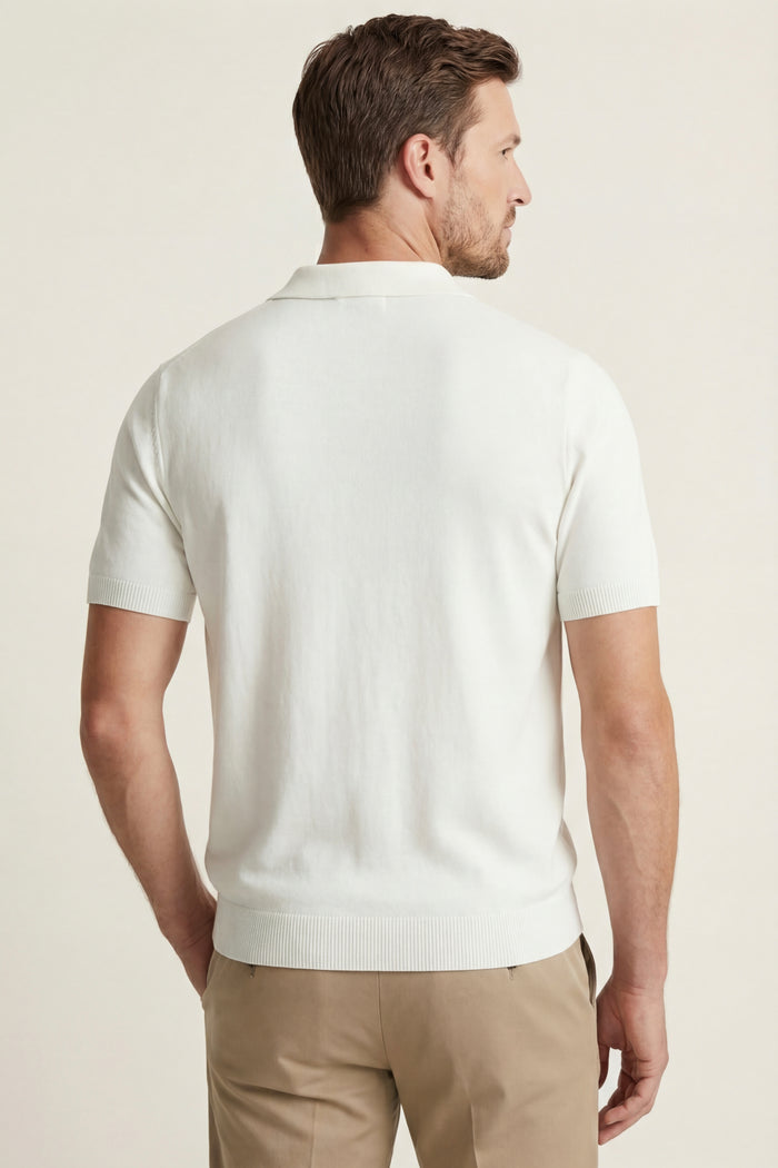 Lucera Structured Knit Polo White
