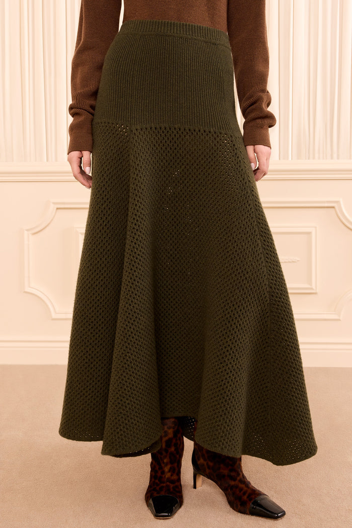 Lucia Wool Knit Skirt - Militaire