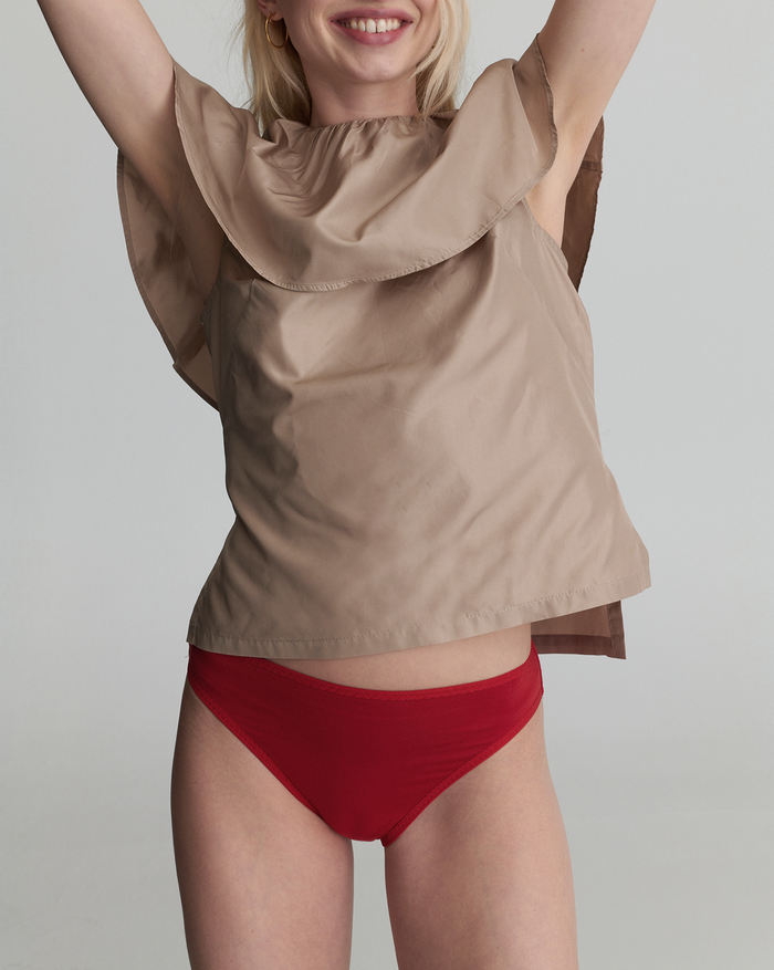 Front View of the Lucky Brief in CHELSEA MAK from KYE Intimates in Los Angeles.