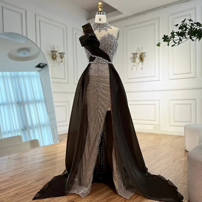 Luxury Beaded Arabic Evening Dress with Slit LA72769 - SERENE HILL