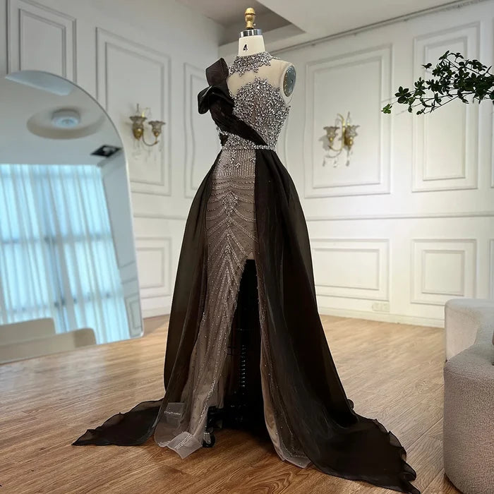 Luxury Beaded Arabic Evening Dress with Slit LA72769 - SERENE HILL