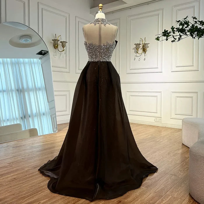 Luxury Beaded Arabic Evening Dress with Slit LA72769 - SERENE HILL