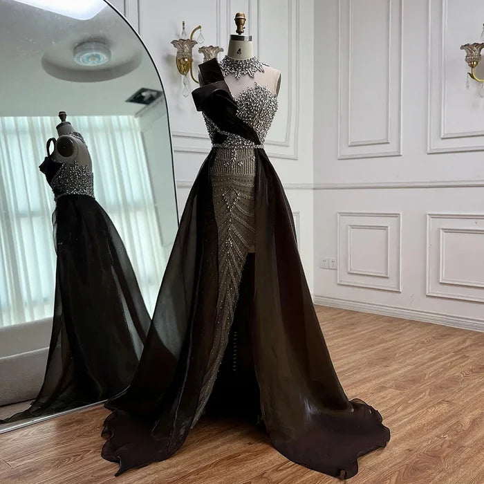 Luxury Beaded Arabic Evening Dress with Slit LA72769 - SERENE HILL