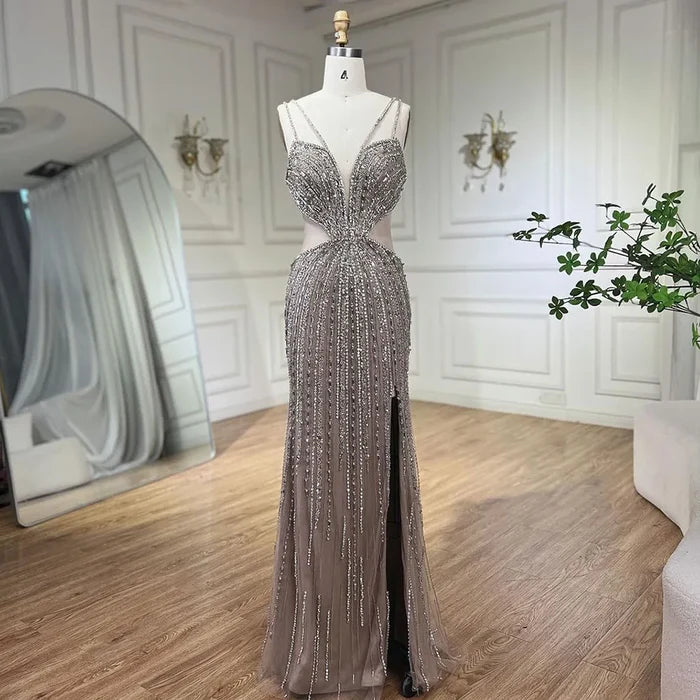Luxury Beaded Caramel Mermaid Evening Dress LA72305 - SERENE HILL