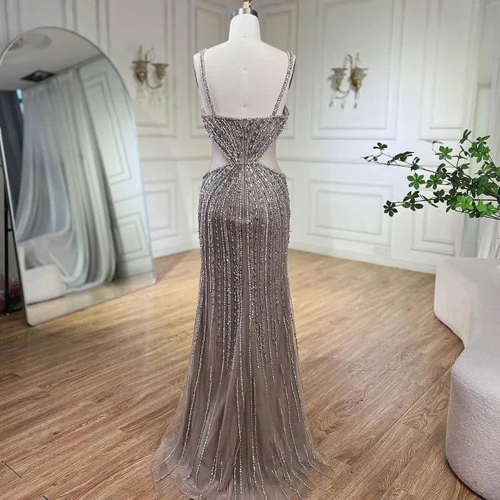 Luxury Beaded Caramel Mermaid Evening Dress LA72305 - SERENE HILL