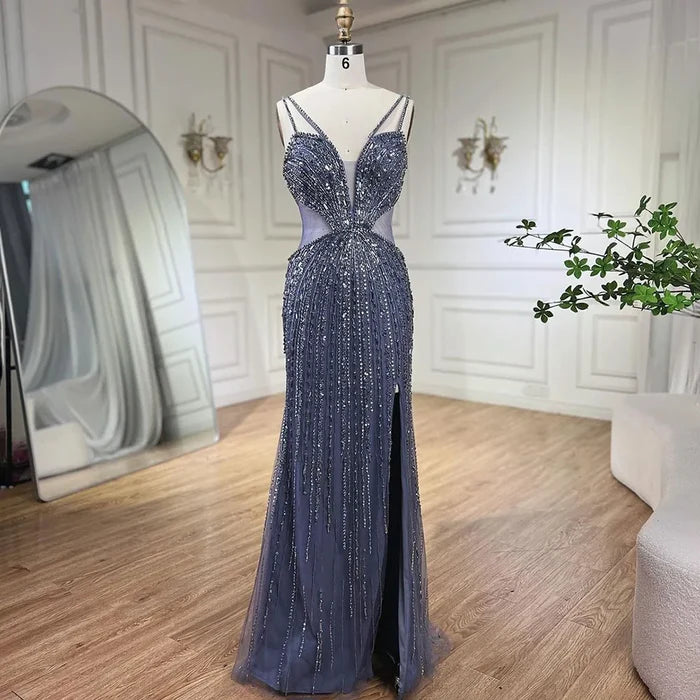 Luxury Beaded Caramel Mermaid Evening Dress LA72305 - SERENE HILL