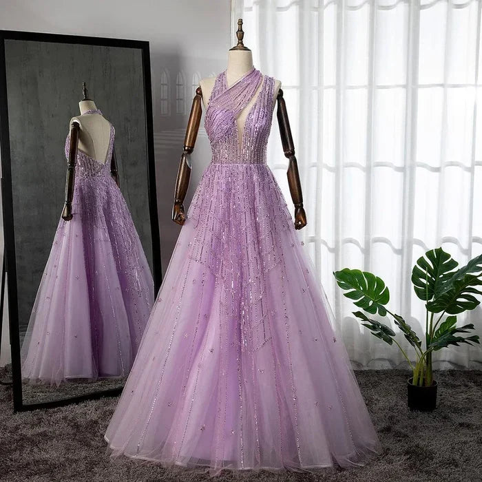 Luxury Beaded Lilac Evening Dresses for Women Wedding Party LA71778 - SERENE HILL