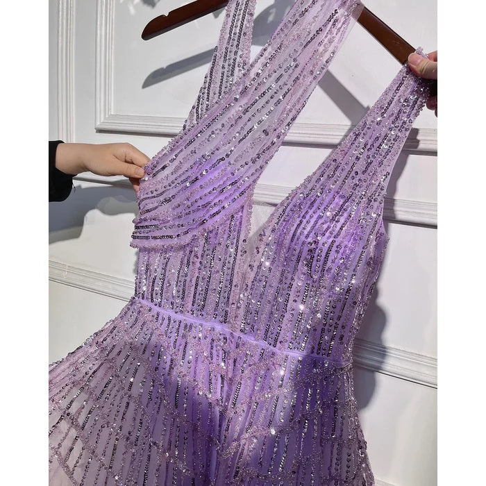 Luxury Beaded Lilac Evening Dresses for Women Wedding Party LA71778 - SERENE HILL