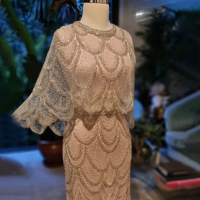 Luxury Beaded Nude Two Pieces Evening Dress LA72462 - SERENE HILL
