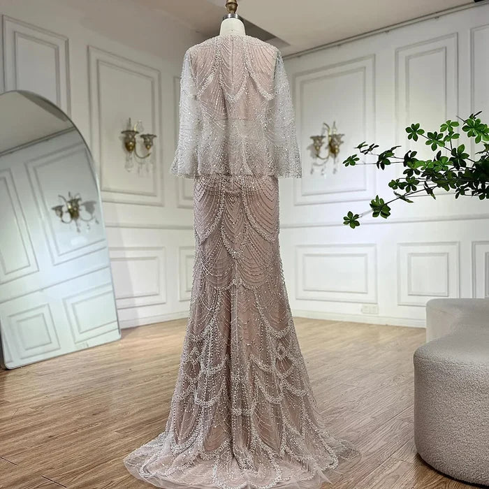 Luxury Beaded Nude Two Pieces Evening Dress LA72462 - SERENE HILL