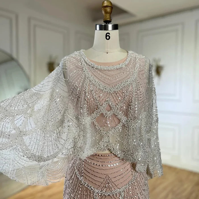 Luxury Beaded Nude Two Pieces Evening Dress LA72462 - SERENE HILL