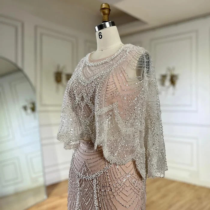 Luxury Beaded Nude Two Pieces Evening Dress LA72462 - SERENE HILL