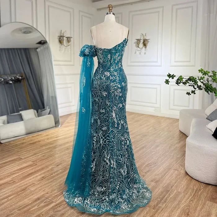 Luxury Beaded Scalloped Blue Evening Dress LA72600 2025 - SERENE HILL