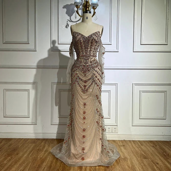 Luxury Blue Beaded Mermaid Evening Dress LA72858 - SERENE HILL