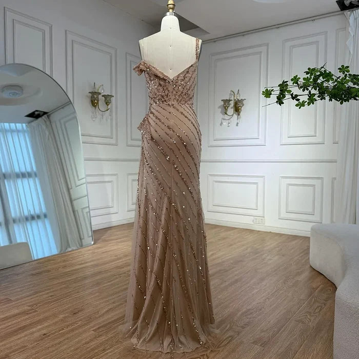 Luxury Blue Beaded Mermaid Evening Dress with Split LA71663 - SERENE HILL