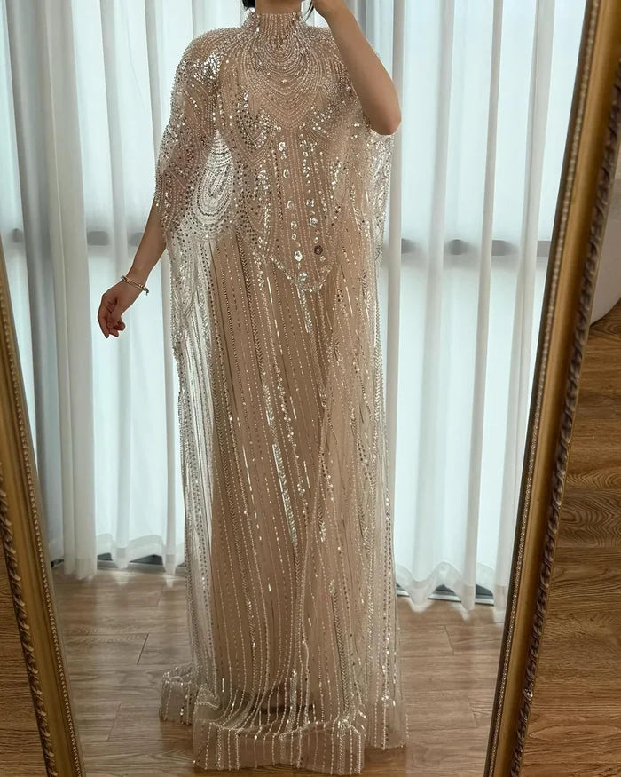 Luxury Champagne Kaftan Evening Gown Wedding Formal Dress LA72945 - SERENE HILL