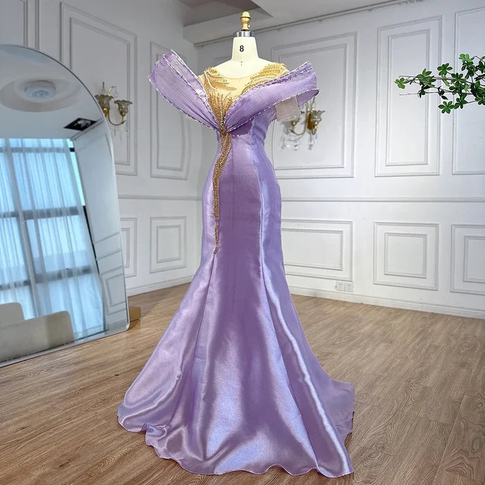 Luxury Designer Mermaid Satin Lilac Evening Dresses Gowns For Party LA72902 - SERENE HILL