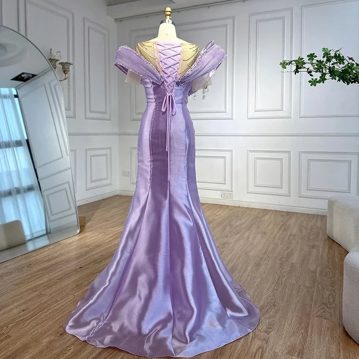 Luxury Designer Mermaid Satin Lilac Evening Dresses Gowns For Party LA72902 - SERENE HILL