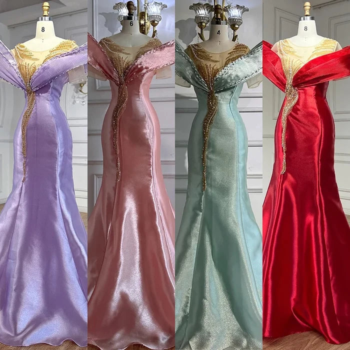 Luxury Designer Mermaid Satin Lilac Evening Dresses Gowns For Party LA72902 - SERENE HILL