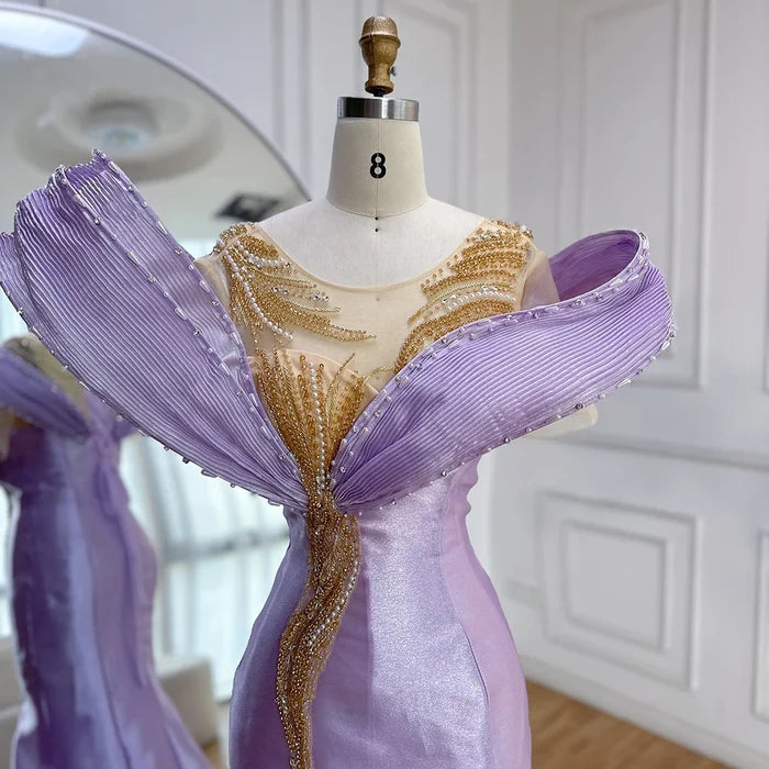 Luxury Designer Mermaid Satin Lilac Evening Dresses Gowns For Party LA72902 - SERENE HILL