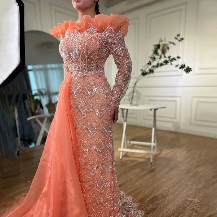 Luxury Designer Pearls Beaded One-Shoulder Evening Dress LA71649 - SERENE HILL