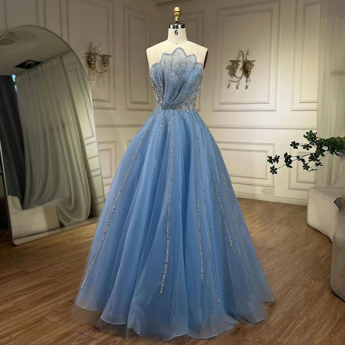 Luxury Dubai Beaded Lilac Evening Dress Elegant Scalloped LA71643 - SERENE HILL