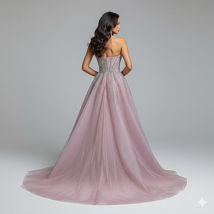 Luxury Dubai Nude Beaded Mermaid Evening Dress with Overskirt LA72811 - SERENE  HILL