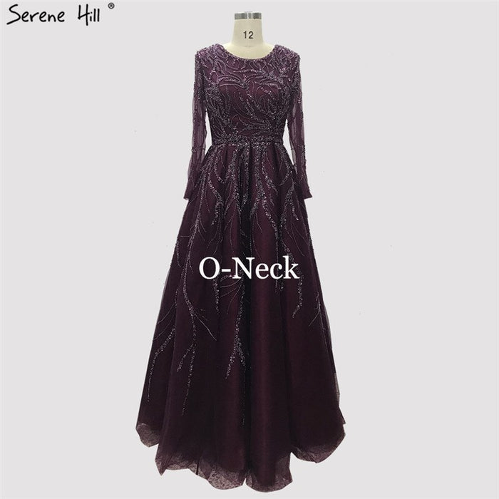 Luxury Dubai One Shoulder Wine Red Evening Dresses LA60988 - SERENE HILL