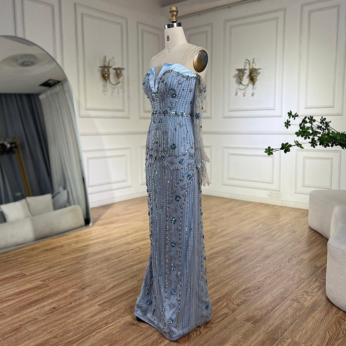 Luxury Lilac Beaded Mermaid Evening Dress with Gloves LA72333 - SERENE  HILL