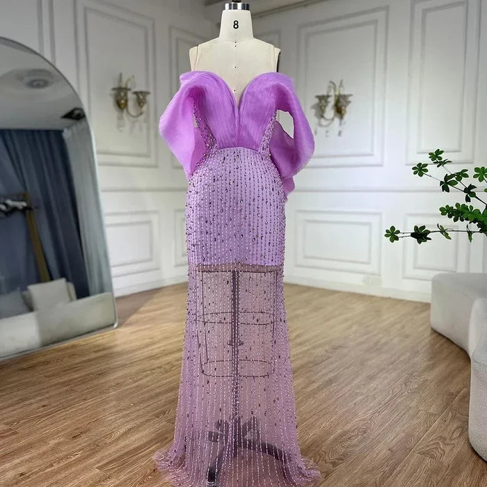 Luxury Lilac Long Evening Dress for Women Wedding Party LA71888 - SERENE HILL