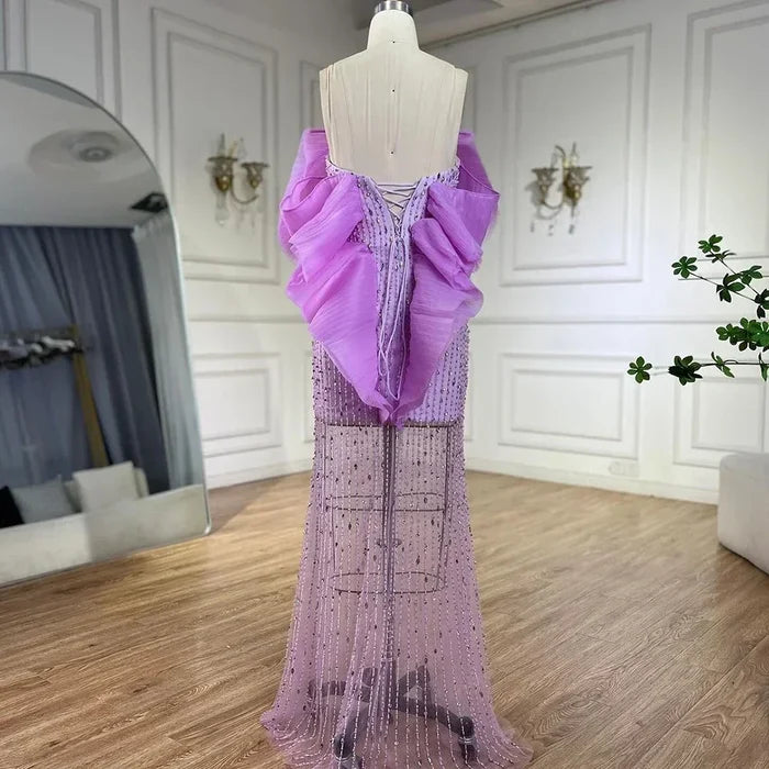 Luxury Lilac Long Evening Dress for Women Wedding Party LA71888 - SERENE HILL
