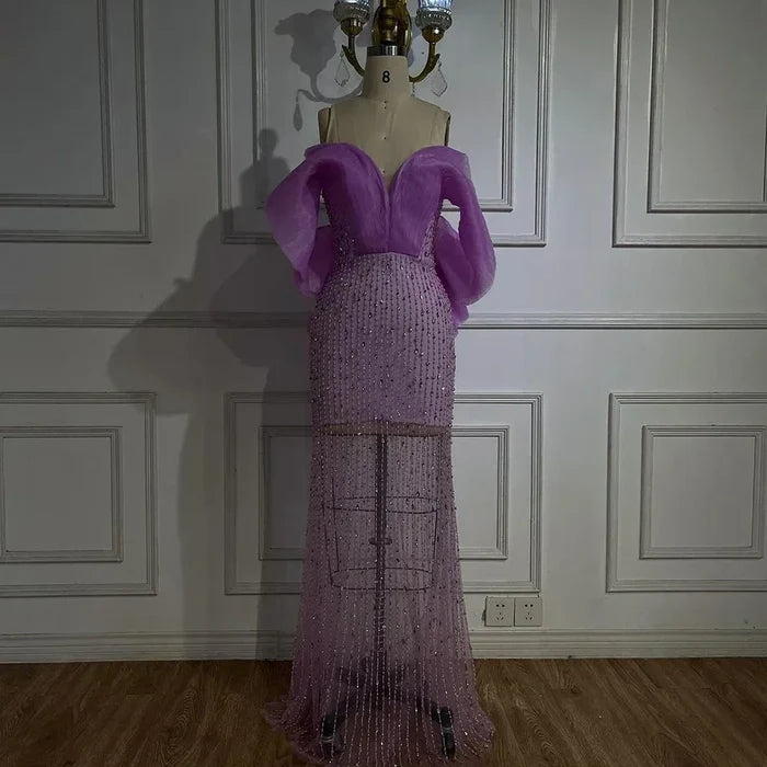 Luxury Lilac Long Evening Dress for Women Wedding Party LA71888 - SERENE HILL