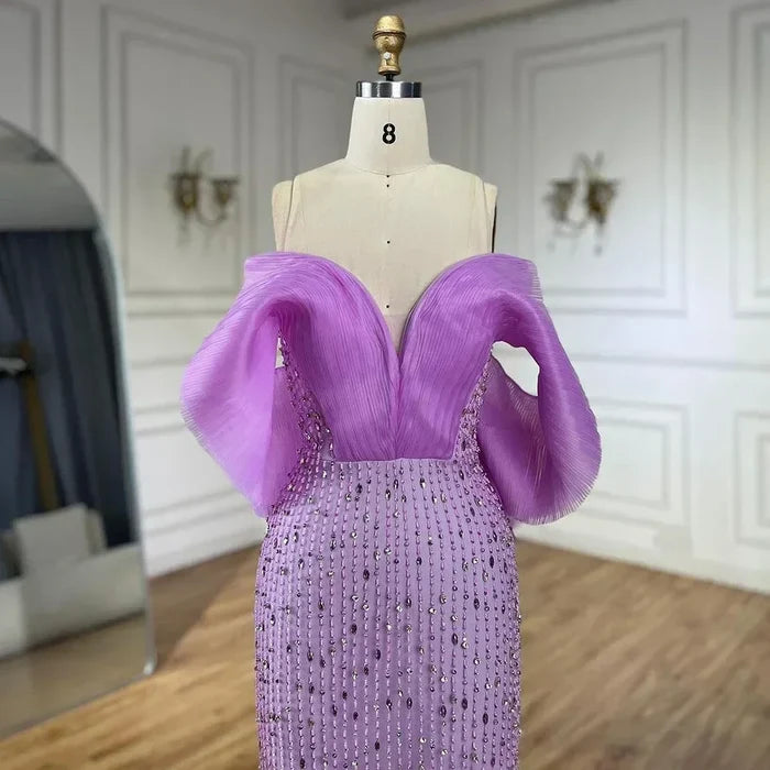 Luxury Lilac Long Evening Dress for Women Wedding Party LA71888 - SERENE HILL