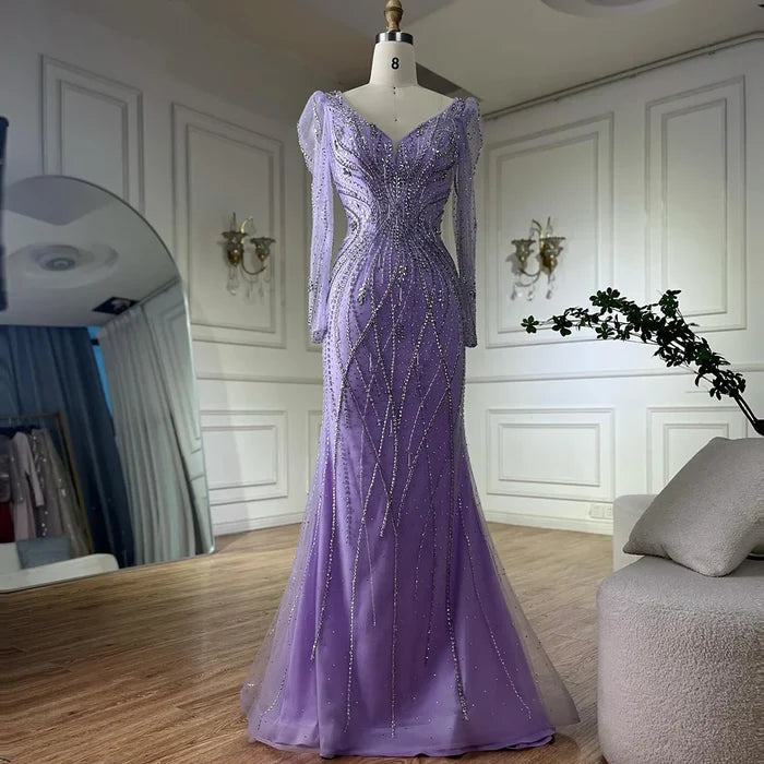 Luxury Nude Beaded Mermaid Evening Gown LA72827 for Formal Occasion - SERENE HILL