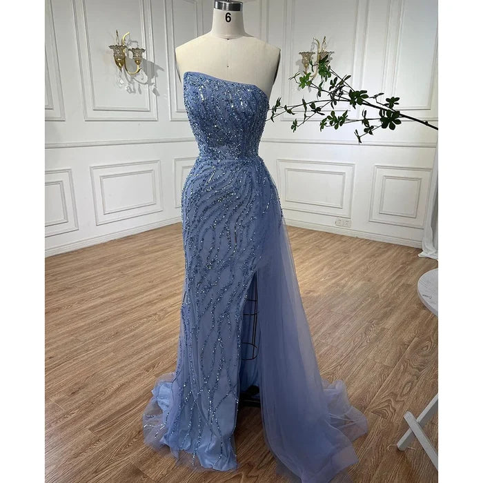 Luxury Pink Mermaid Beaded Off-Shoulder Evening Dress LA71795 - SERENE HILL