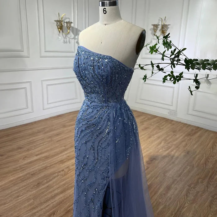 Luxury Pink Mermaid Beaded Off-Shoulder Evening Dress LA71795 - SERENE HILL