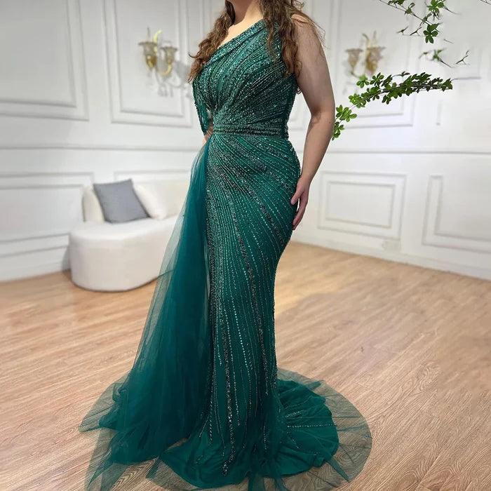 Luxury Rose Pink One Shoulder Mermaid Evening Dresses LA71371 - SERENE HILL