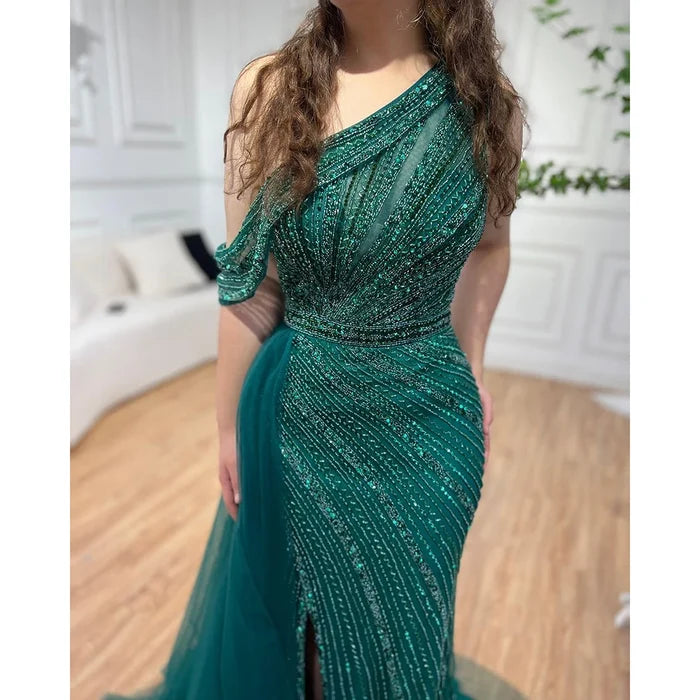 Luxury Rose Pink One Shoulder Mermaid Evening Dresses LA71371 - SERENE HILL