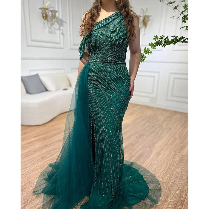 Luxury Rose Pink One Shoulder Mermaid Evening Dresses LA71371 - SERENE HILL