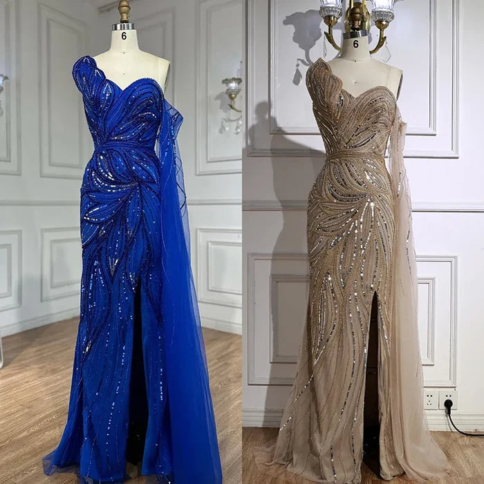 Luxury Royal Blue One Shoulder Mermaid Evening Dress LA72869 - SERENE HILL