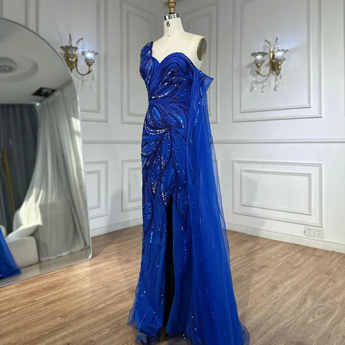 Luxury Royal Blue One Shoulder Mermaid Evening Dress LA72869 - SERENE HILL