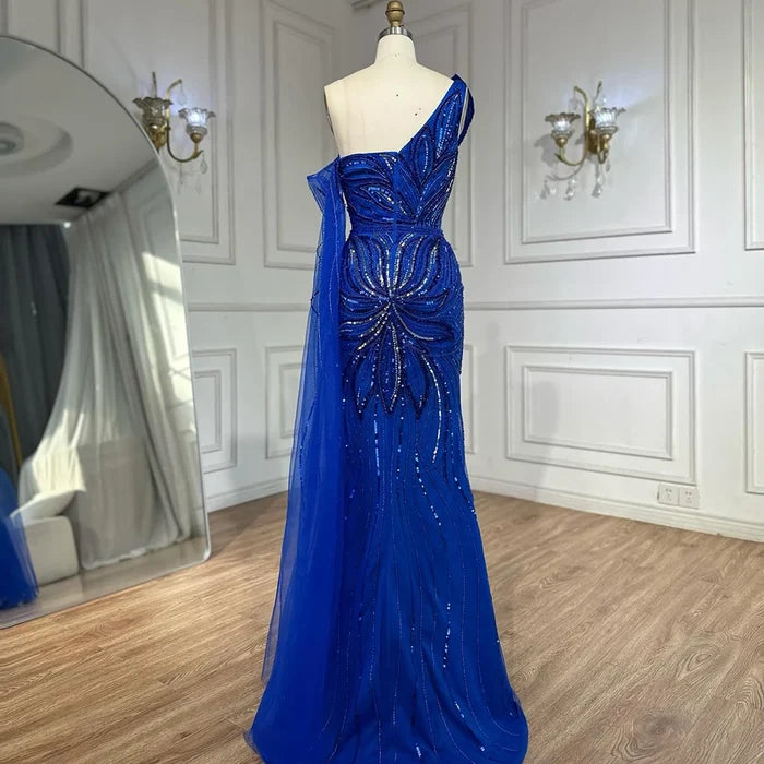 Luxury Royal Blue One Shoulder Mermaid Evening Dress LA72869 - SERENE HILL