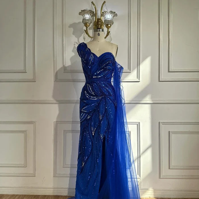 Luxury Royal Blue One Shoulder Mermaid Evening Dress LA72869 - SERENE HILL