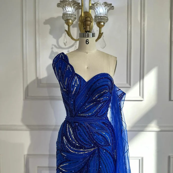 Luxury Royal Blue One Shoulder Mermaid Evening Dress LA72869 - SERENE HILL