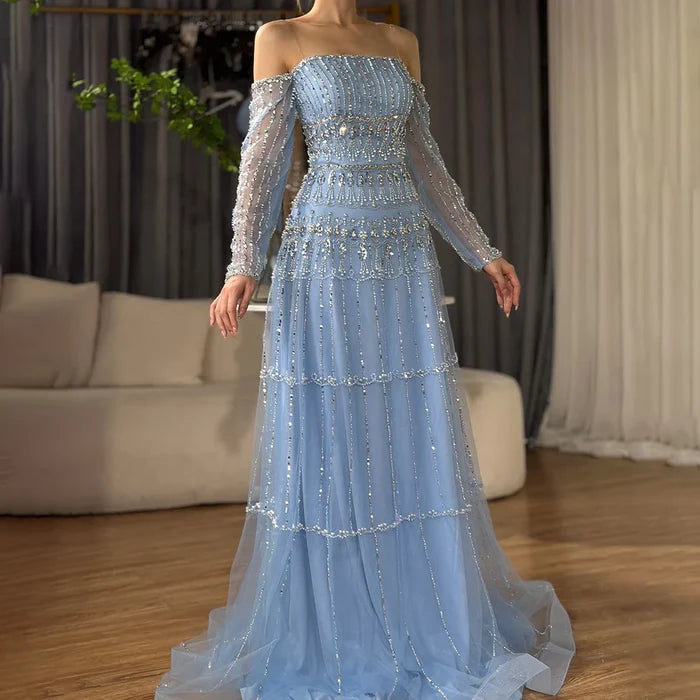 Luxury Sage Green Beaded Mermaid Evening Dress LA72350 - SERENE HILL